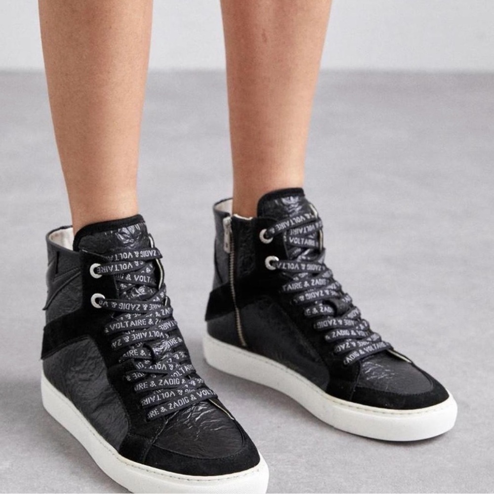 Zadig and Voltaire High Flash High-Top Wrinkle Sneakers ~ NWB Size 39